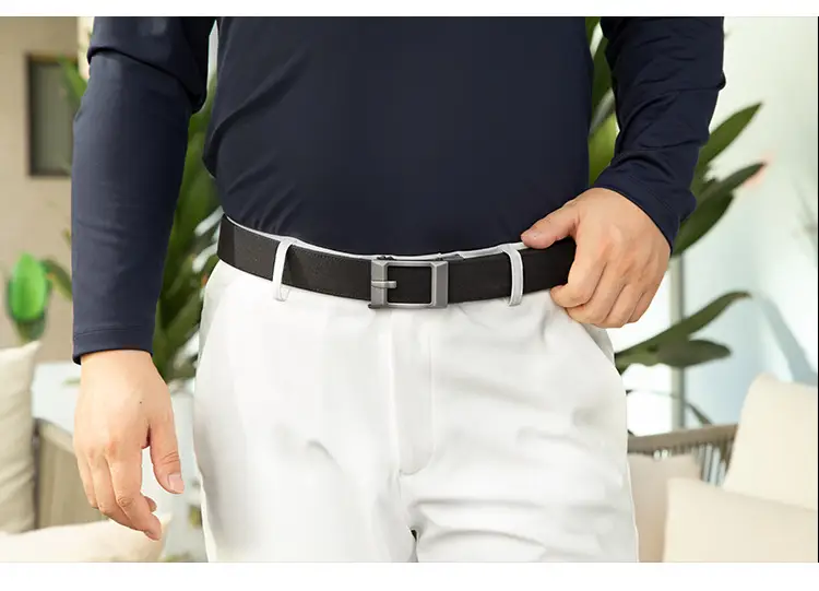 Men's Grey Nylon Belt with Silver Buckle — feature 7