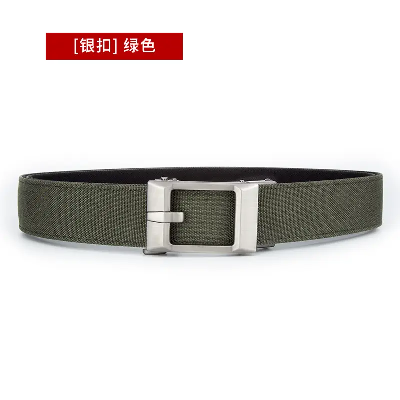 Men's Grey Nylon Belt with Silver Buckle