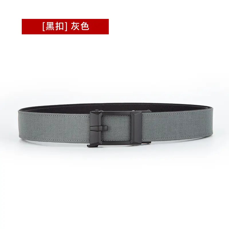Men's Grey Nylon Belt with Silver Buckle