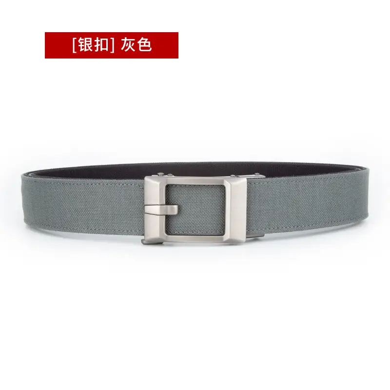Men's Grey Nylon Belt with Silver Buckle