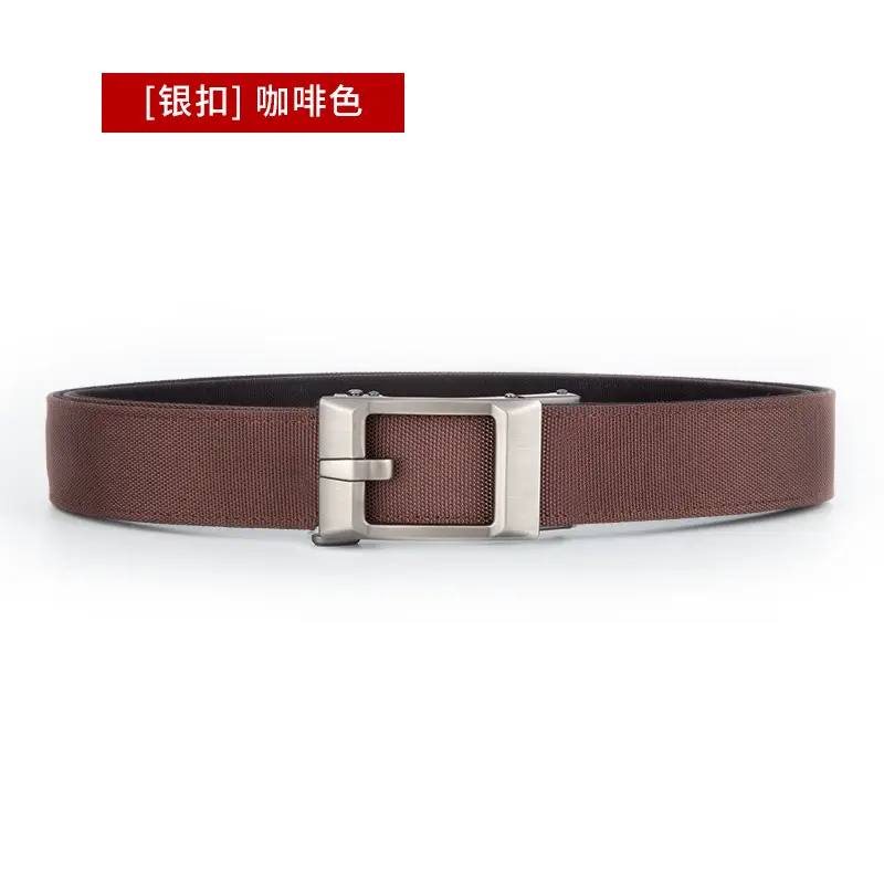 Men's Grey Nylon Belt with Silver Buckle