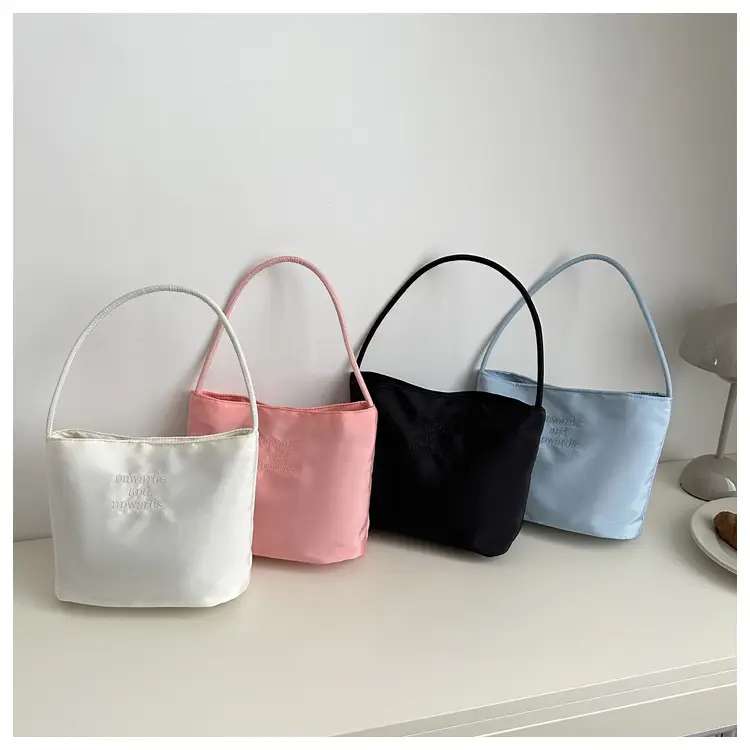 Women's White Shoulder Bag 2024 New Girly Elegant Sweet Solid Color Bucket Bag - Image 5