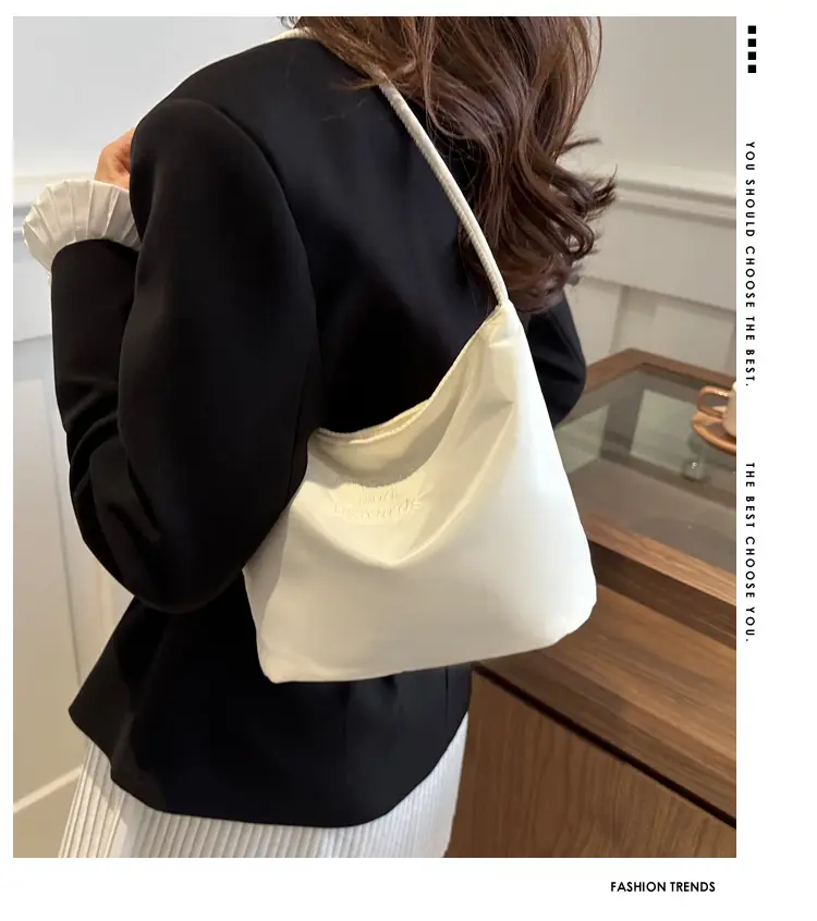Women's White Shoulder Bag 2024 New Girly Elegant Sweet Solid Color Bucket Bag — feature 2