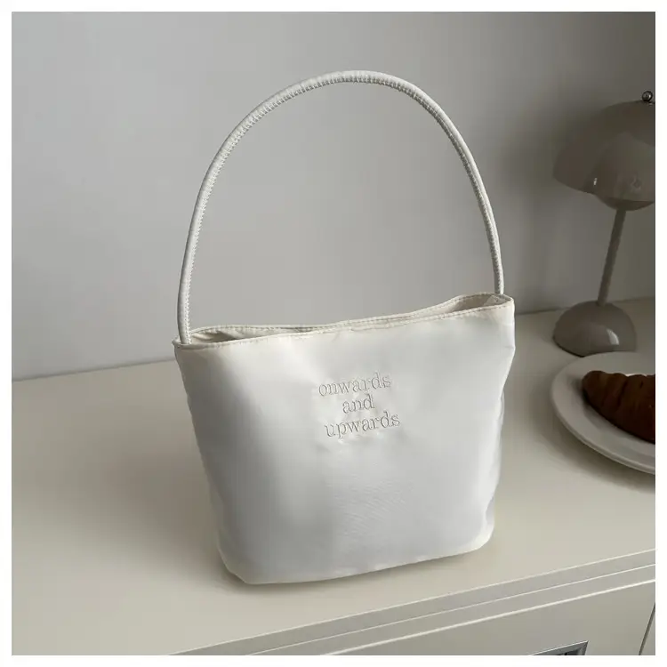 Women's White Shoulder Bag 2024 New Girly Elegant Sweet Solid Color Bucket Bag — feature 25