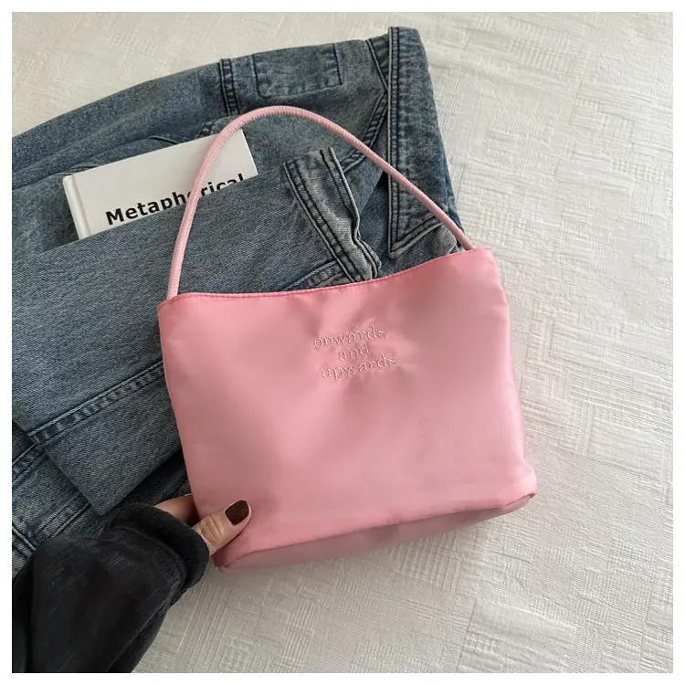 Women's White Shoulder Bag 2024 New Girly Elegant Sweet Solid Color Bucket Bag - Image 3