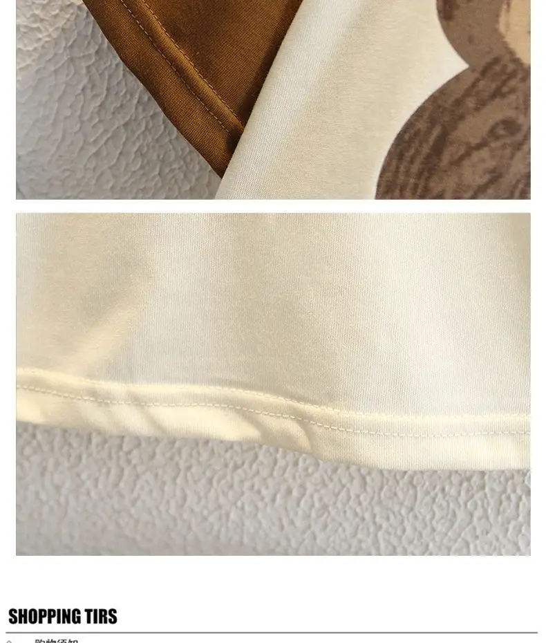 Boys T-shirt Bear Print Brown Cream Summer Wear — feature 9