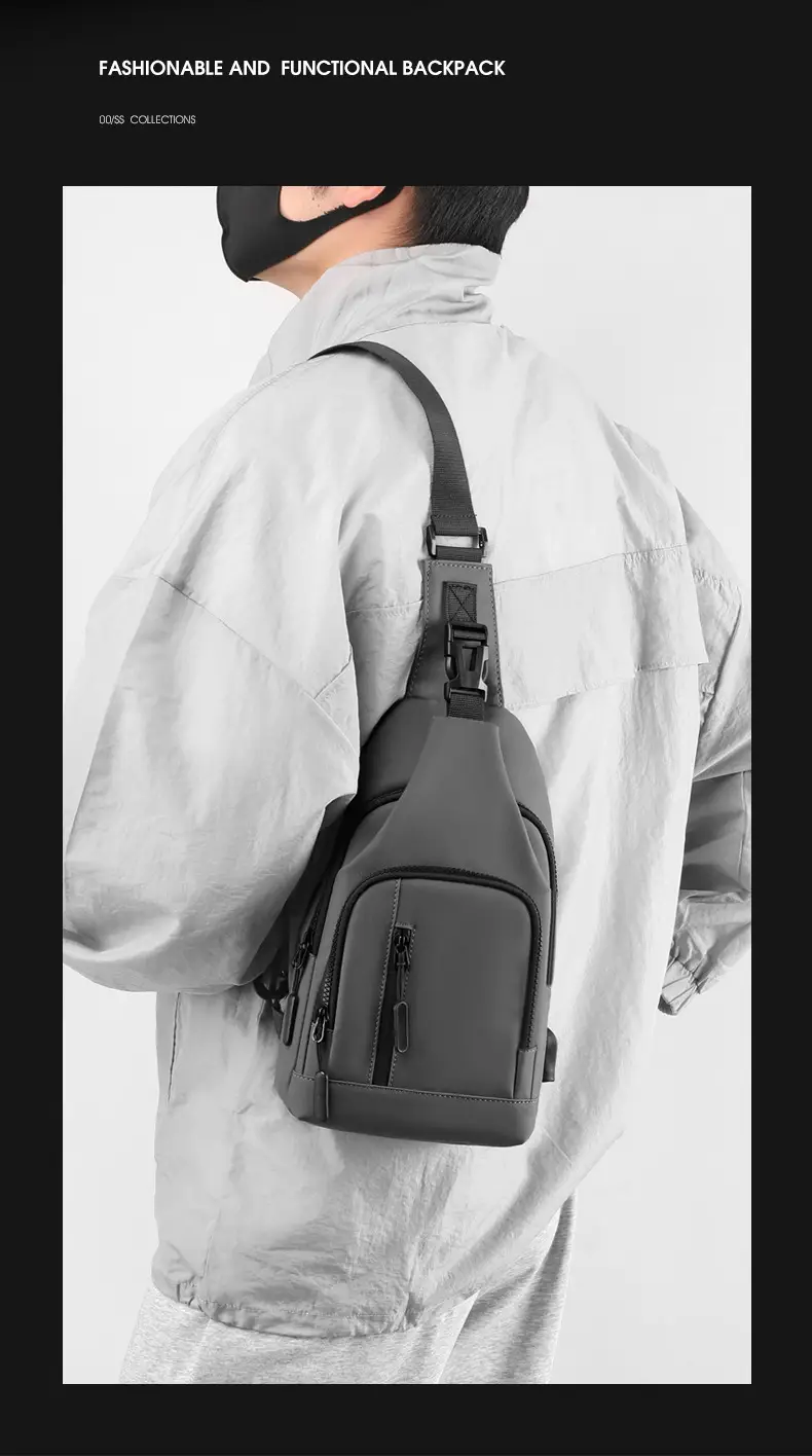 Men's Waterproof Casual Shoulder Bag Black Korean Style — feature 15