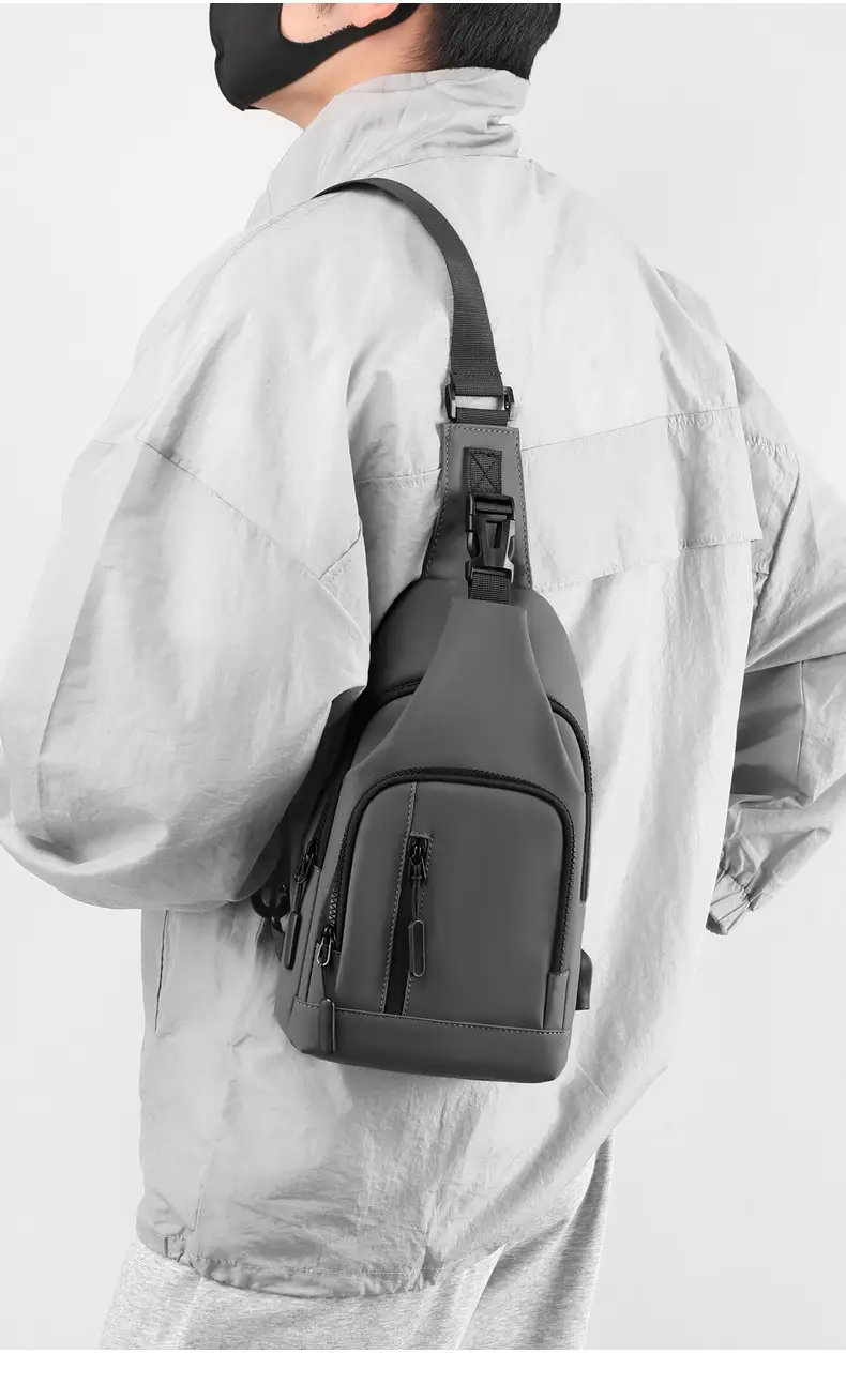 Men's Waterproof Casual Shoulder Bag Black Korean Style — feature 19