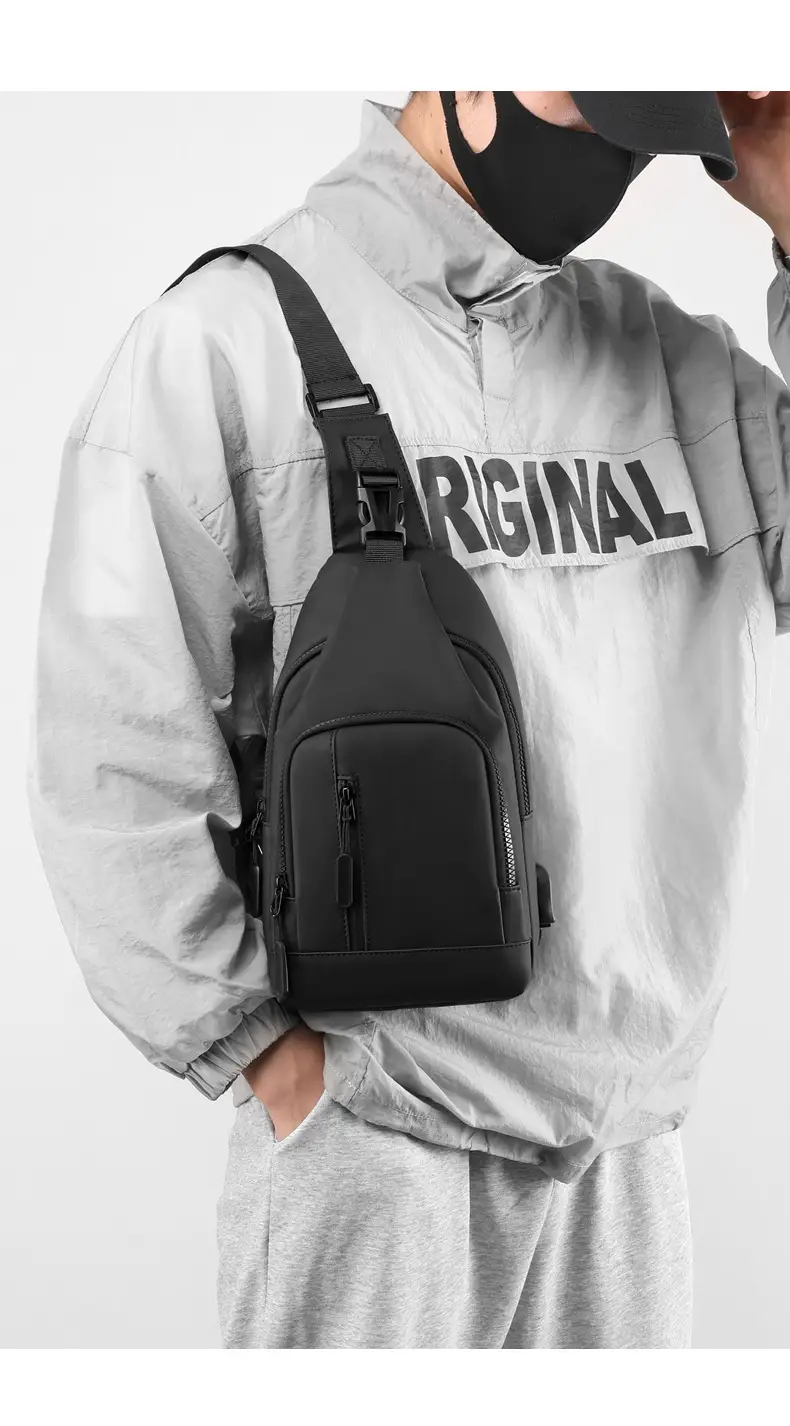 Men's Waterproof Casual Shoulder Bag Black Korean Style — feature 22