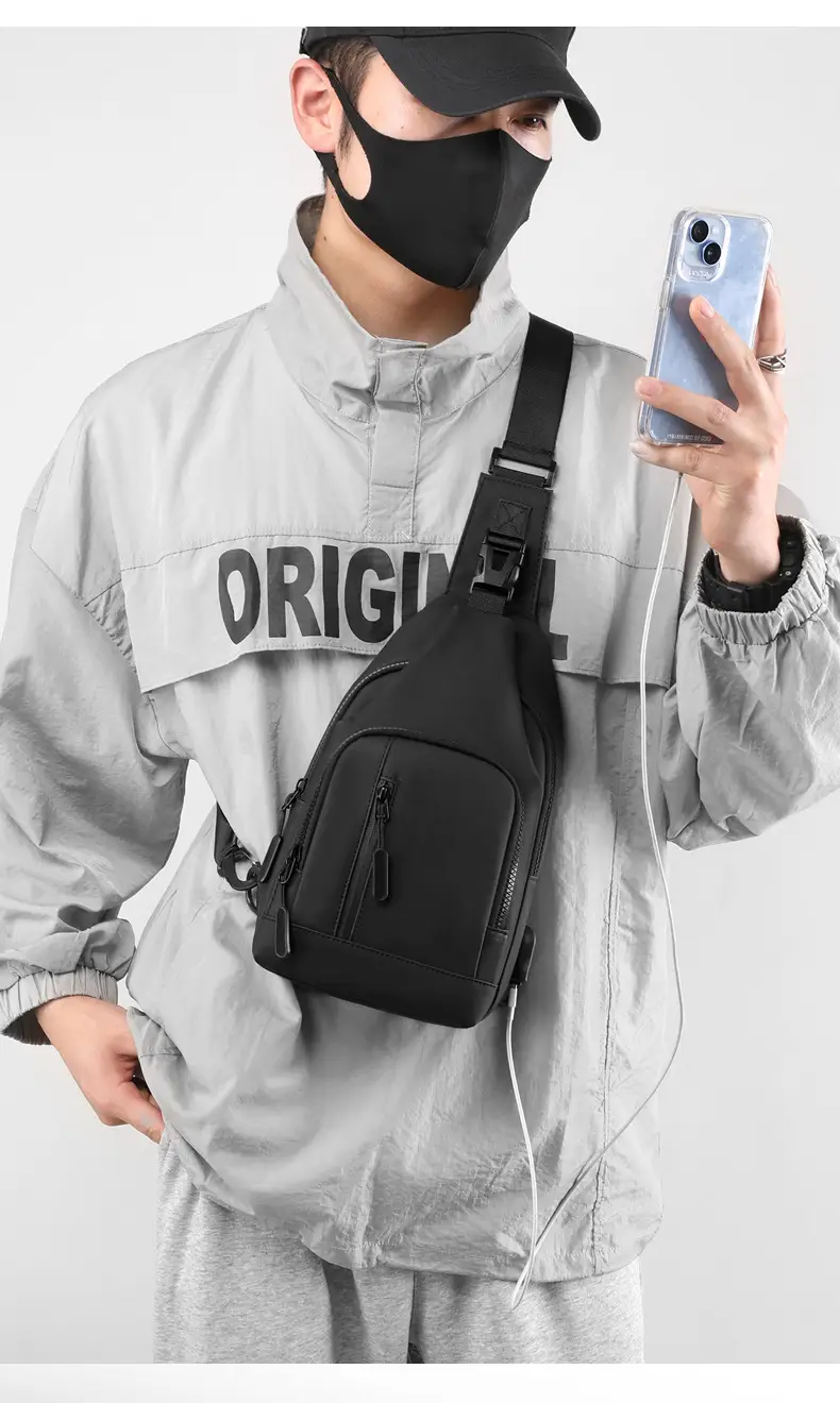 Men's Waterproof Casual Shoulder Bag Black Korean Style — feature 24