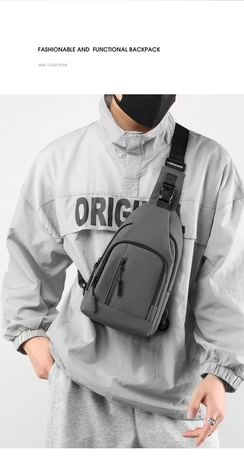 Men's Waterproof Casual Shoulder Bag Black Korean Style — feature 4