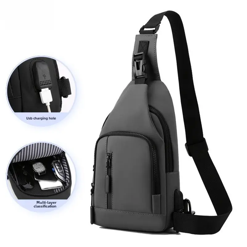 Men's Waterproof Casual Shoulder Bag Black Korean Style - Image 2