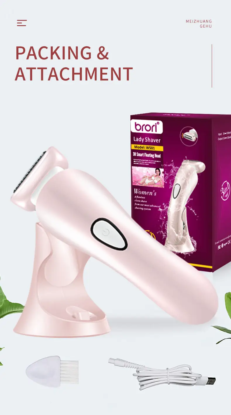 Pink Women's Shaving Epilator, Whole Body Hair Trimmer, Armpit Private Part Shaver, Seven-Level Waterproof — feature 10