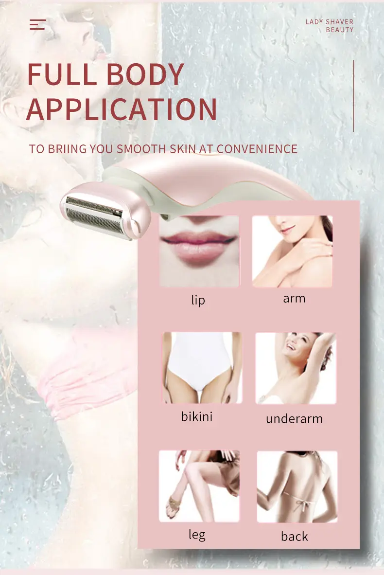 Pink Women's Shaving Epilator, Whole Body Hair Trimmer, Armpit Private Part Shaver, Seven-Level Waterproof — feature 3