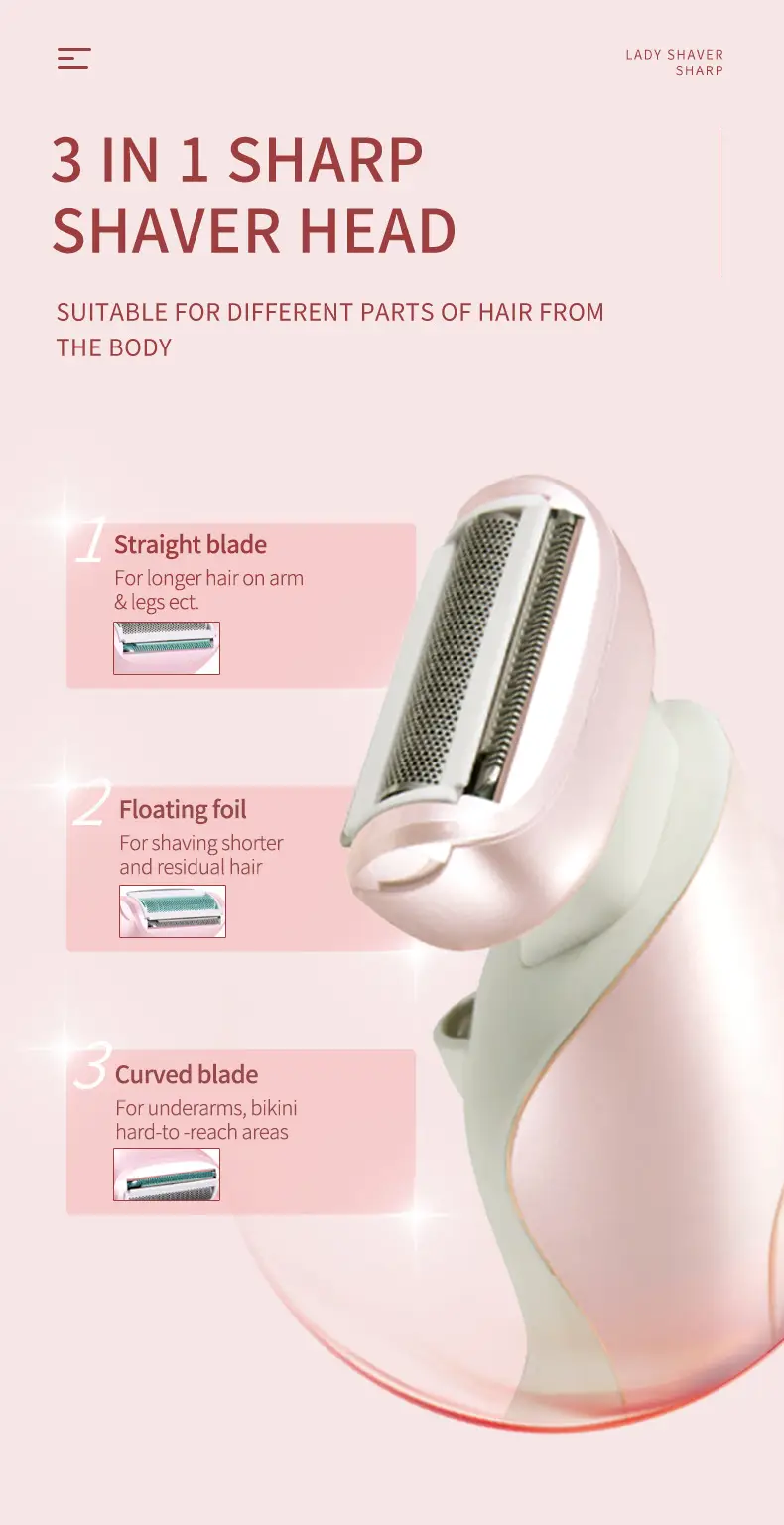 Pink Women's Shaving Epilator, Whole Body Hair Trimmer, Armpit Private Part Shaver, Seven-Level Waterproof — feature 4