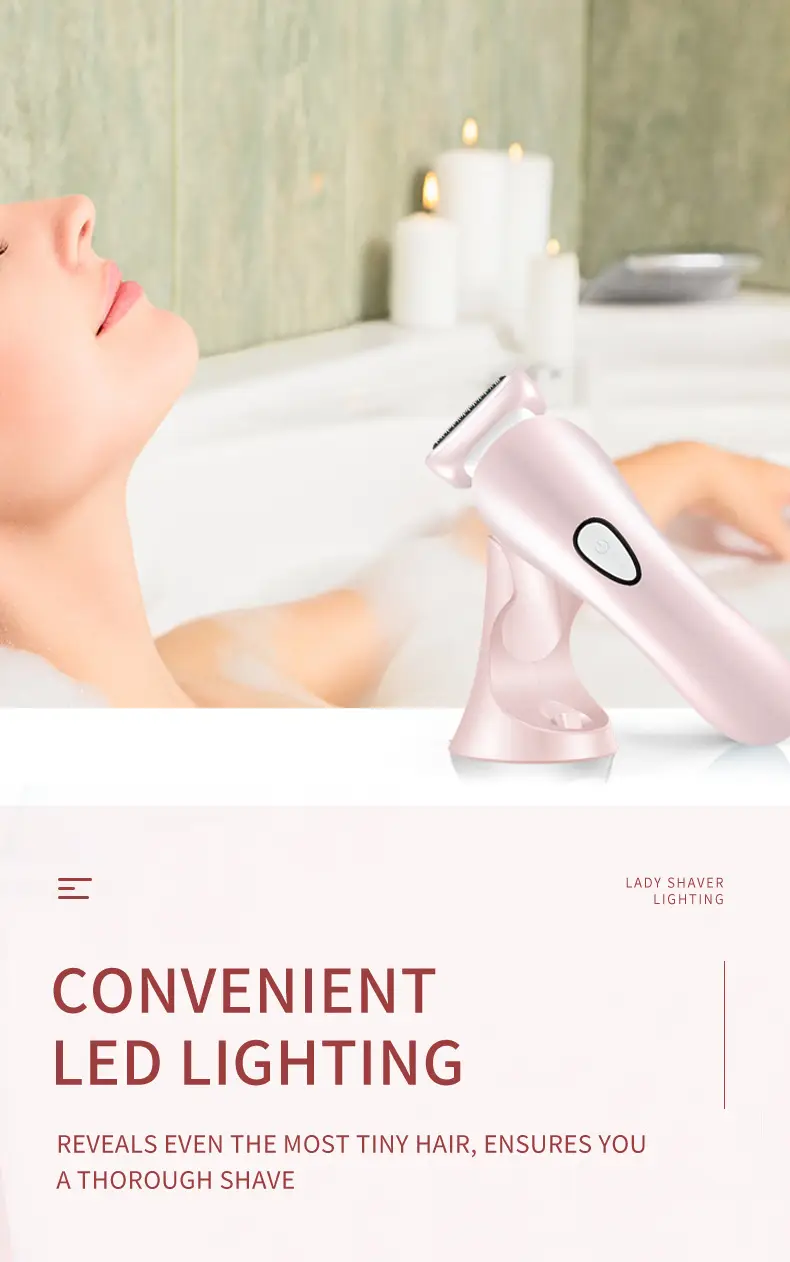 Pink Women's Shaving Epilator, Whole Body Hair Trimmer, Armpit Private Part Shaver, Seven-Level Waterproof — feature 7