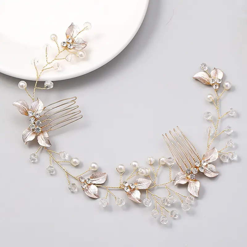 Golden Leaf Hair Comb for Bridal Hair Styling — feature 6