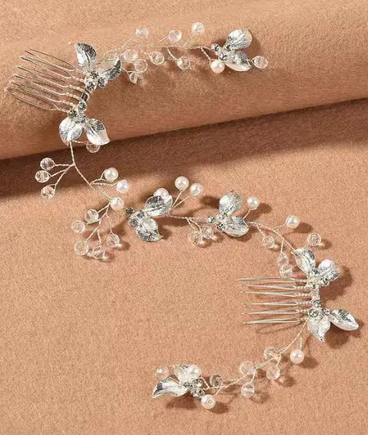Golden Leaf Hair Comb for Bridal Hair Styling - Image 3