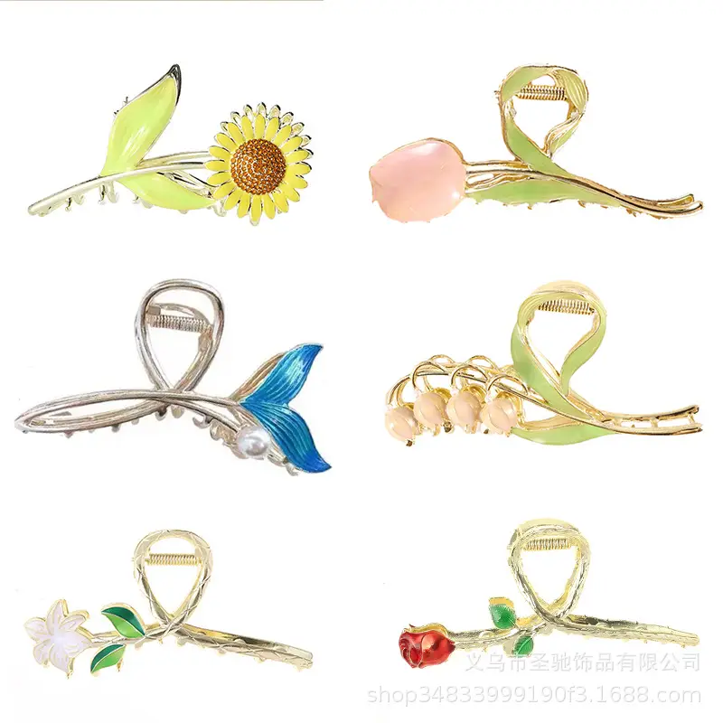 Pink Flower Pearl Hair Clip for Women