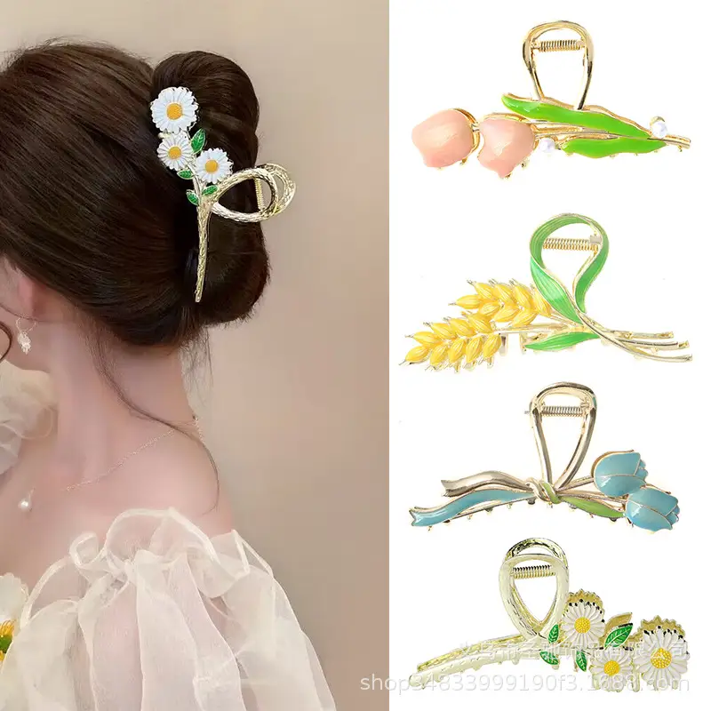 Pink Flower Pearl Hair Clip for Women