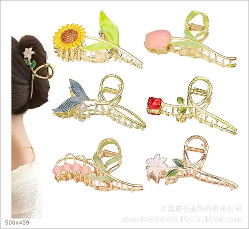 Pink Flower Pearl Hair Clip for Women
