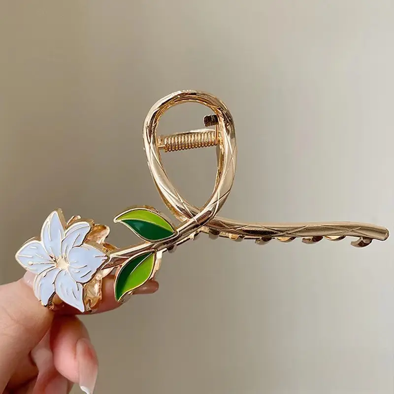 Pink Flower Pearl Hair Clip for Women