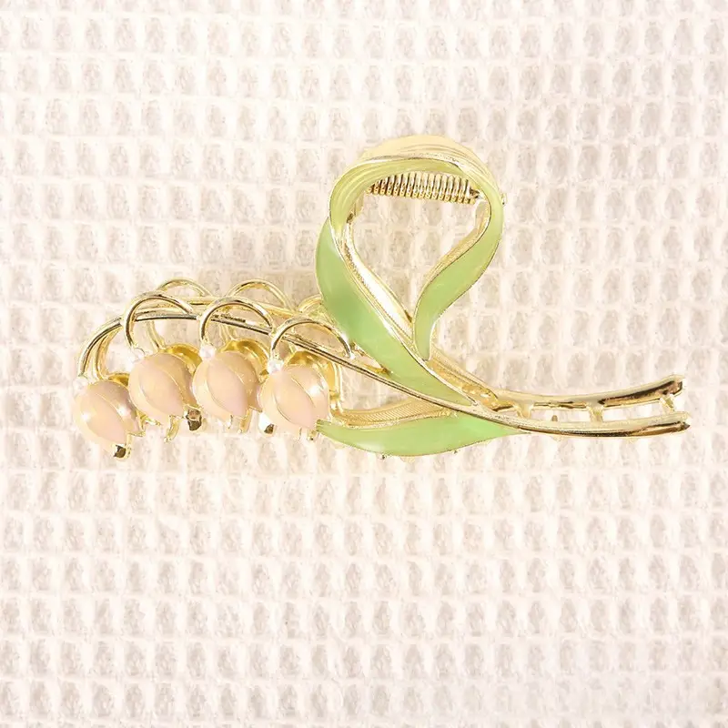 Pink Flower Pearl Hair Clip for Women