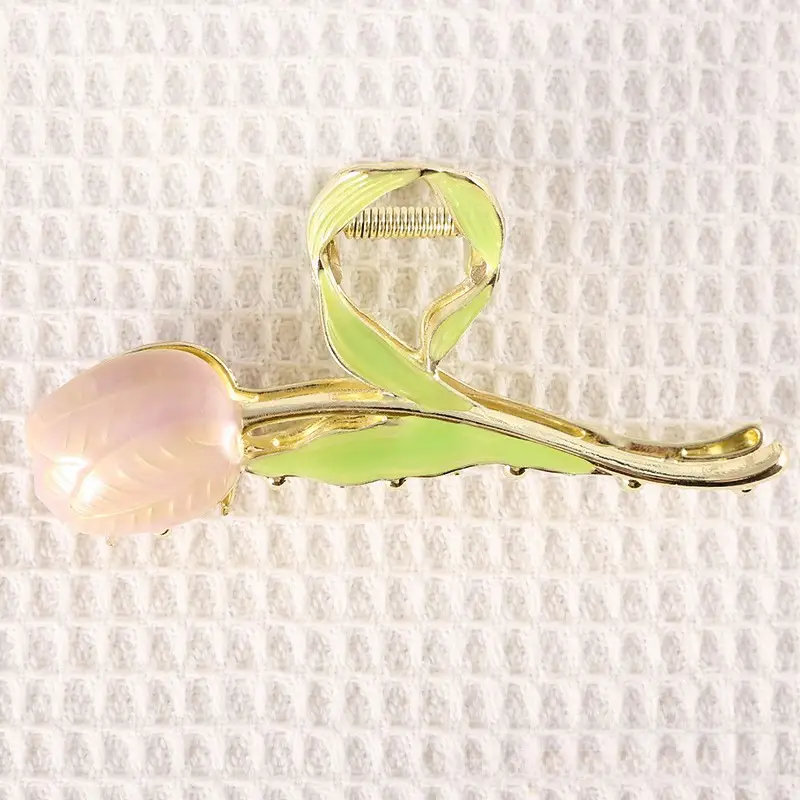 Pink Flower Pearl Hair Clip for Women