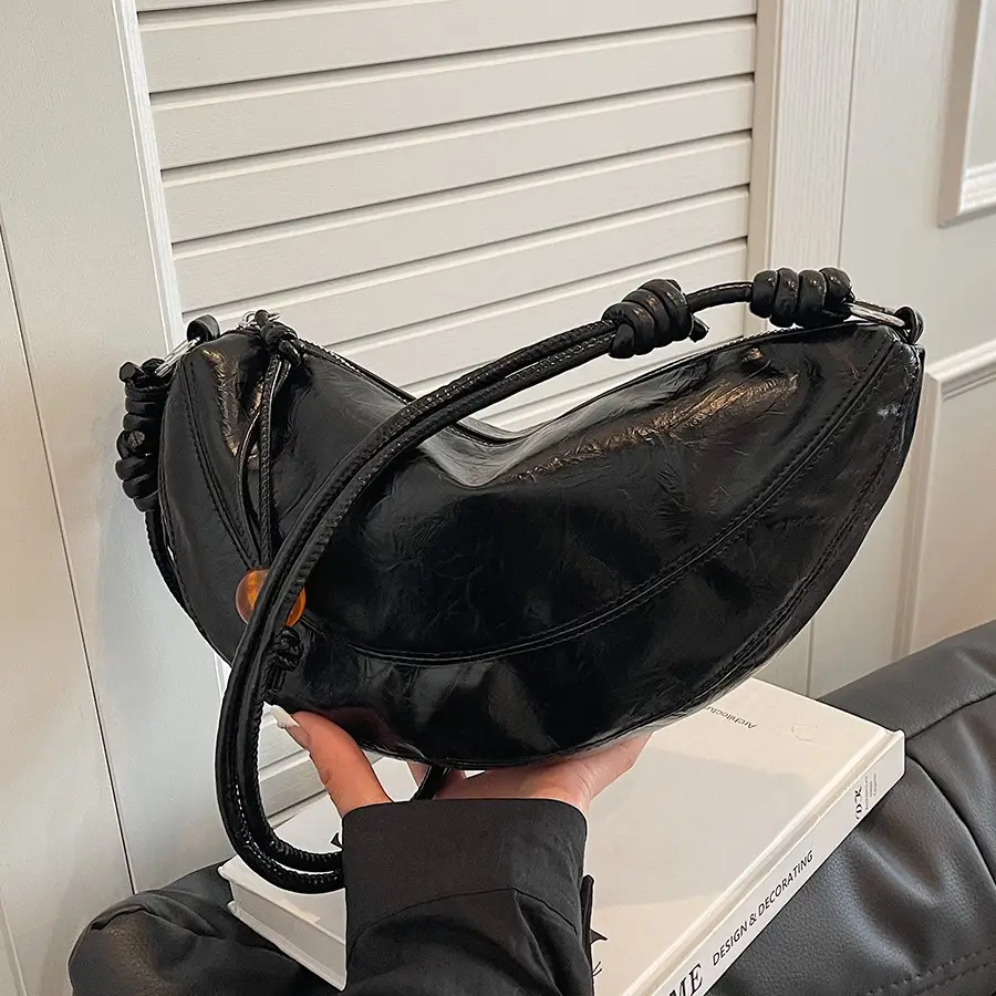 Black Glossy Crossbody Bag for Women 2024 - Image 6