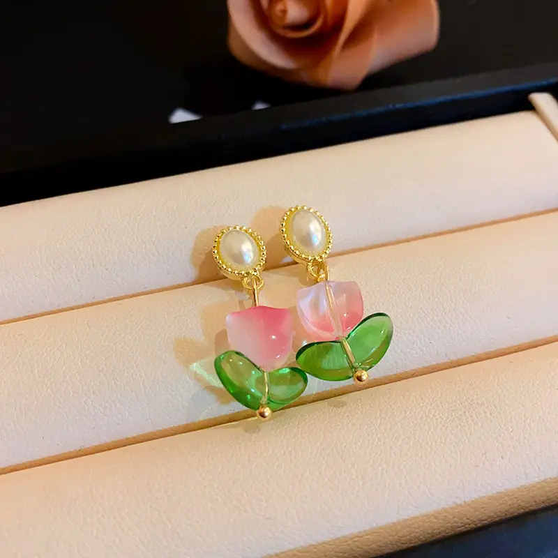 Green Rose Earrings for Girls - 1 Pc Handcrafted Decor — feature 30