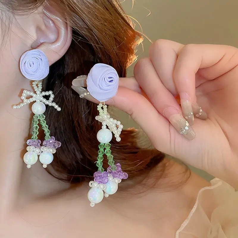 Green Rose Earrings for Girls - 1 Pc Handcrafted Decor — feature 41