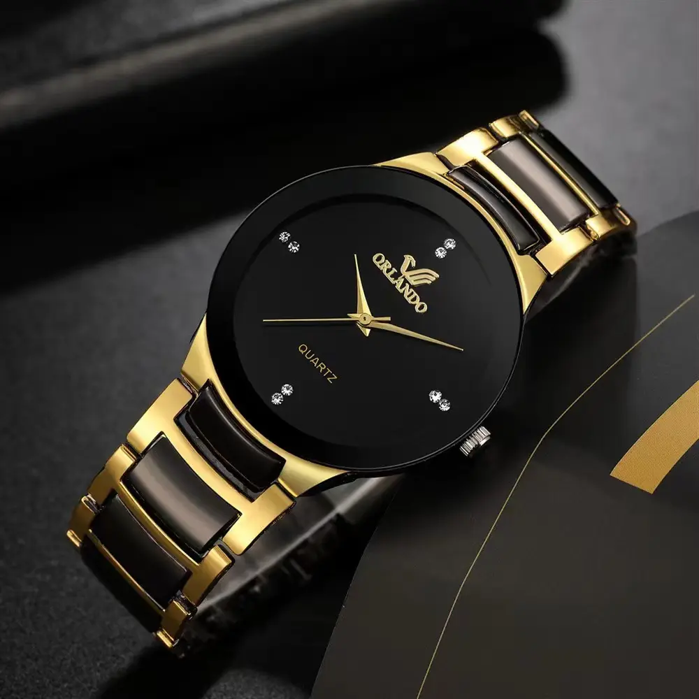 Cross-Border Popular Simple Strip Scale Couple Watch Fashion Trend Business Men's British Style Steel Band Quartz Watch — feature 1