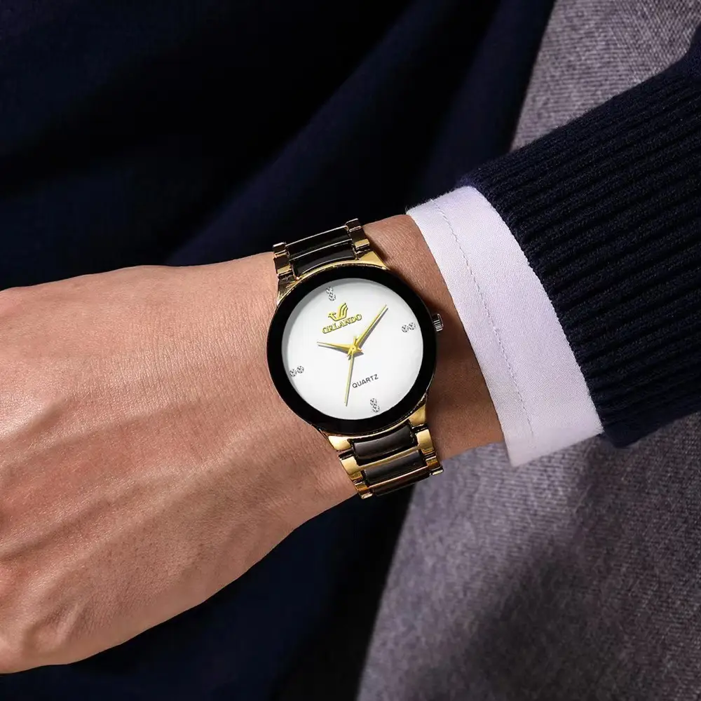 Cross-Border Popular Simple Strip Scale Couple Watch Fashion Trend Business Men's British Style Steel Band Quartz Watch — feature 2