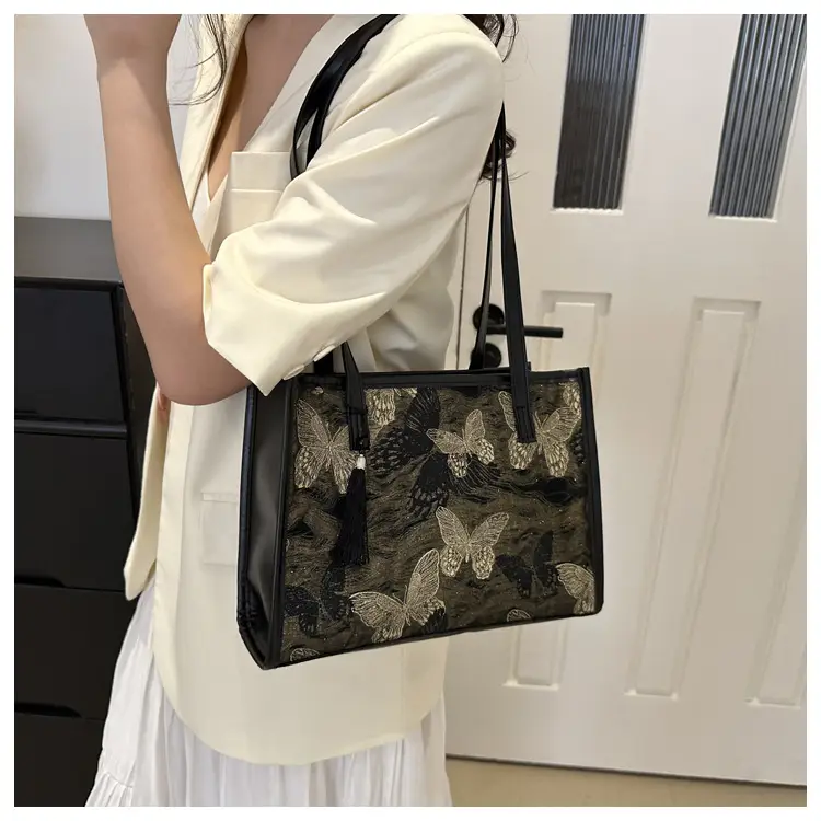 Luxury Embroidered Butterfly Tote Bag for Women - Image 7
