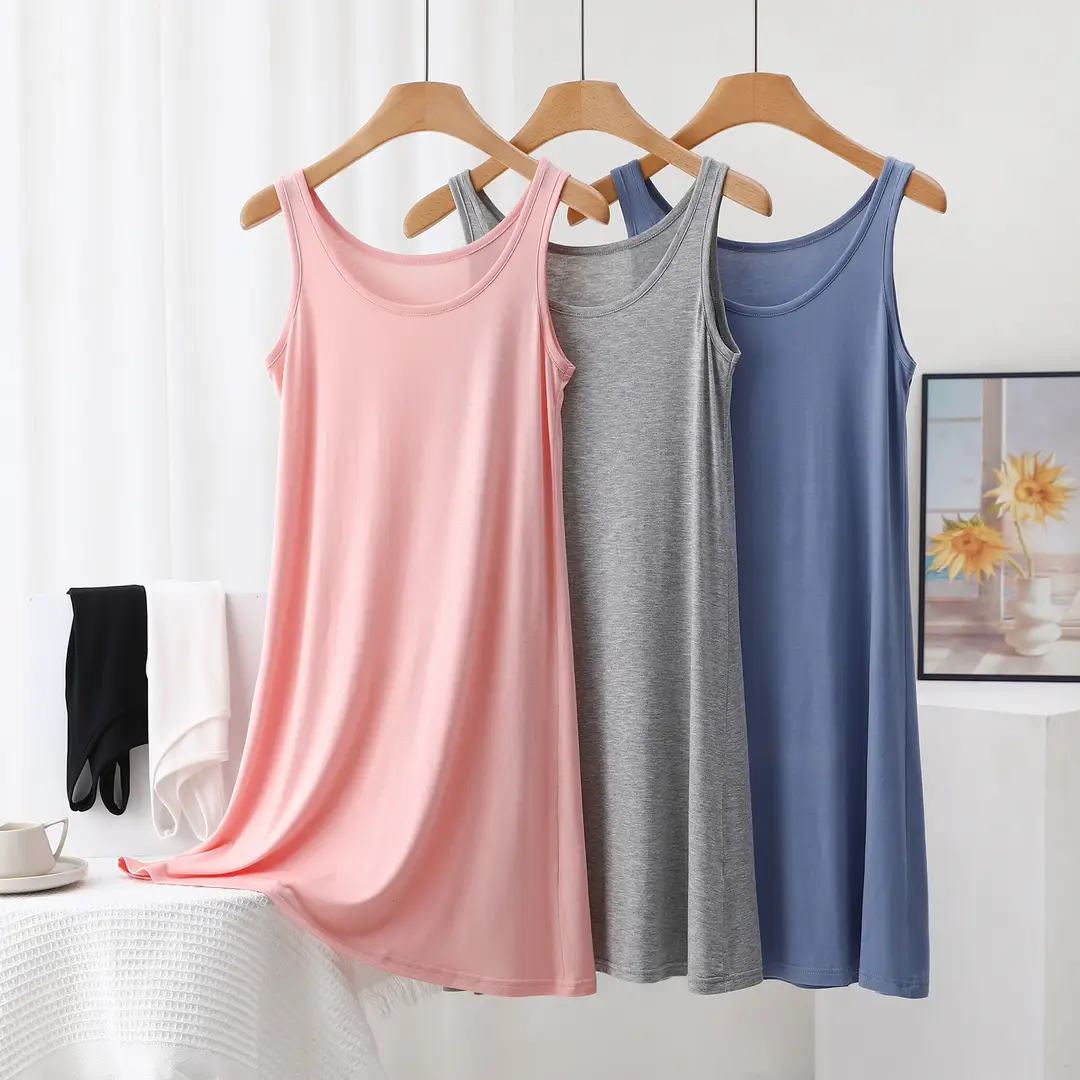 Summer Modal Sling dress Women's plus size Inner Base Skirt Thin Nightdress Vault Skirt Long Skirt A- line Skirt