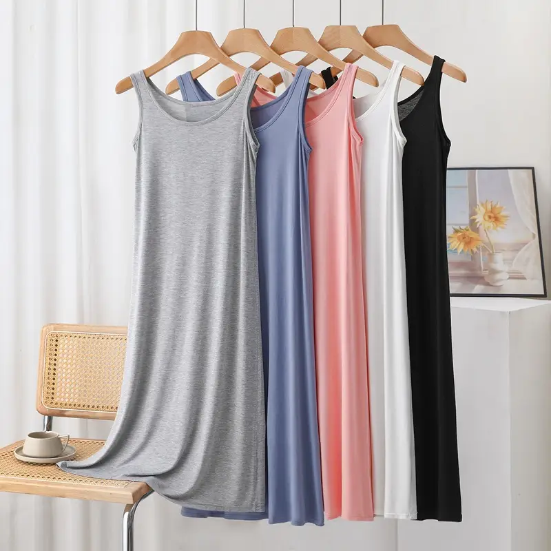 Summer Modal Sling dress Women's plus size Inner Base Skirt Thin Nightdress Vault Skirt Long Skirt A- line Skirt — feature 10