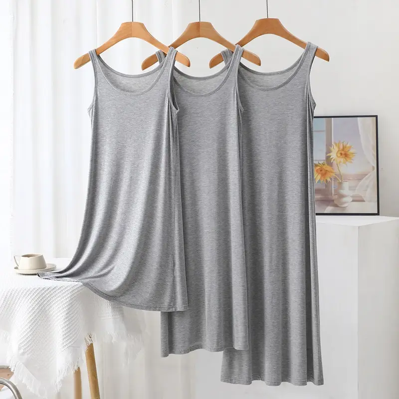 Summer Modal Sling dress Women's plus size Inner Base Skirt Thin Nightdress Vault Skirt Long Skirt A- line Skirt — feature 2