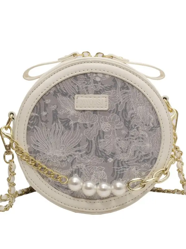 Pink Pearl Chain Shoulder Bag for Women 2024