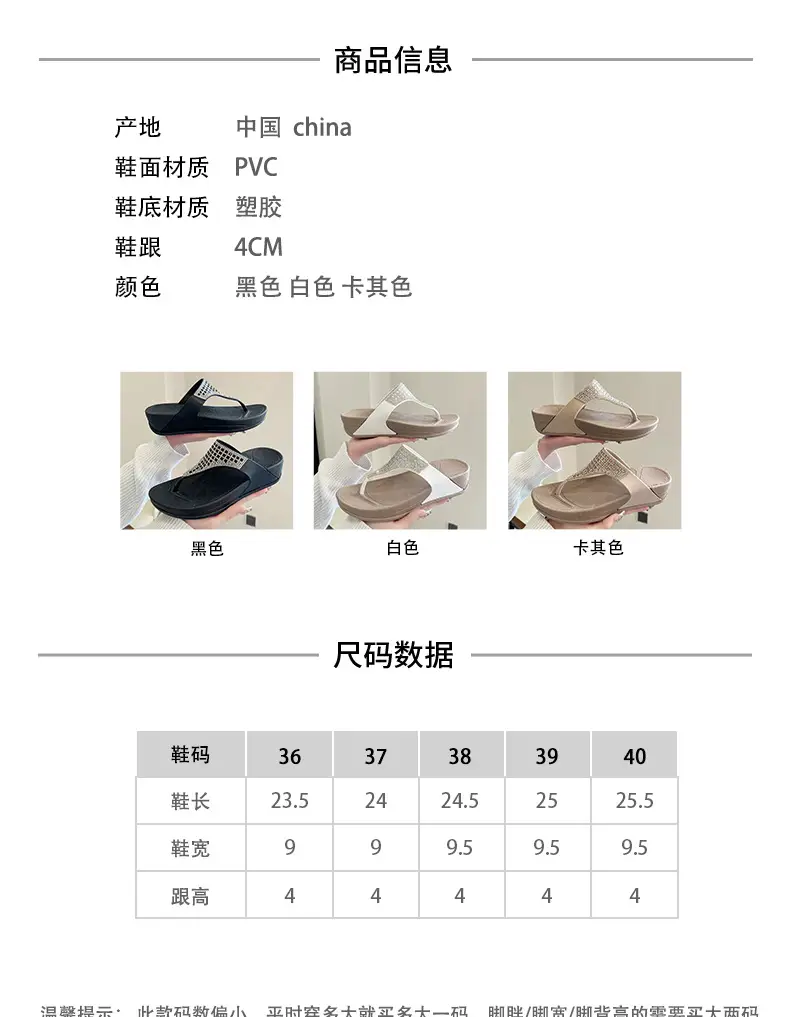 Xinzhili 2025 Cross-Border Slippers for Women, Fashionable Bright Diamond Flip-Flops, Summer Thick-Soled Beach Sandals — feature 2