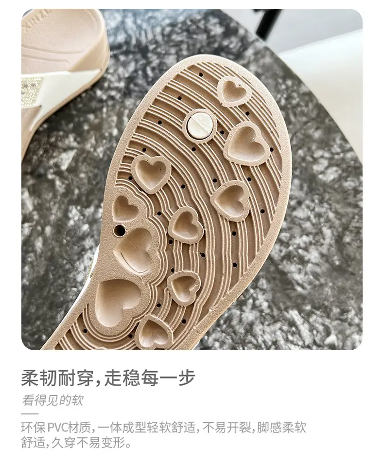 Xinzhili 2025 Cross-Border Slippers for Women, Fashionable Bright Diamond Flip-Flops, Summer Thick-Soled Beach Sandals — feature 5