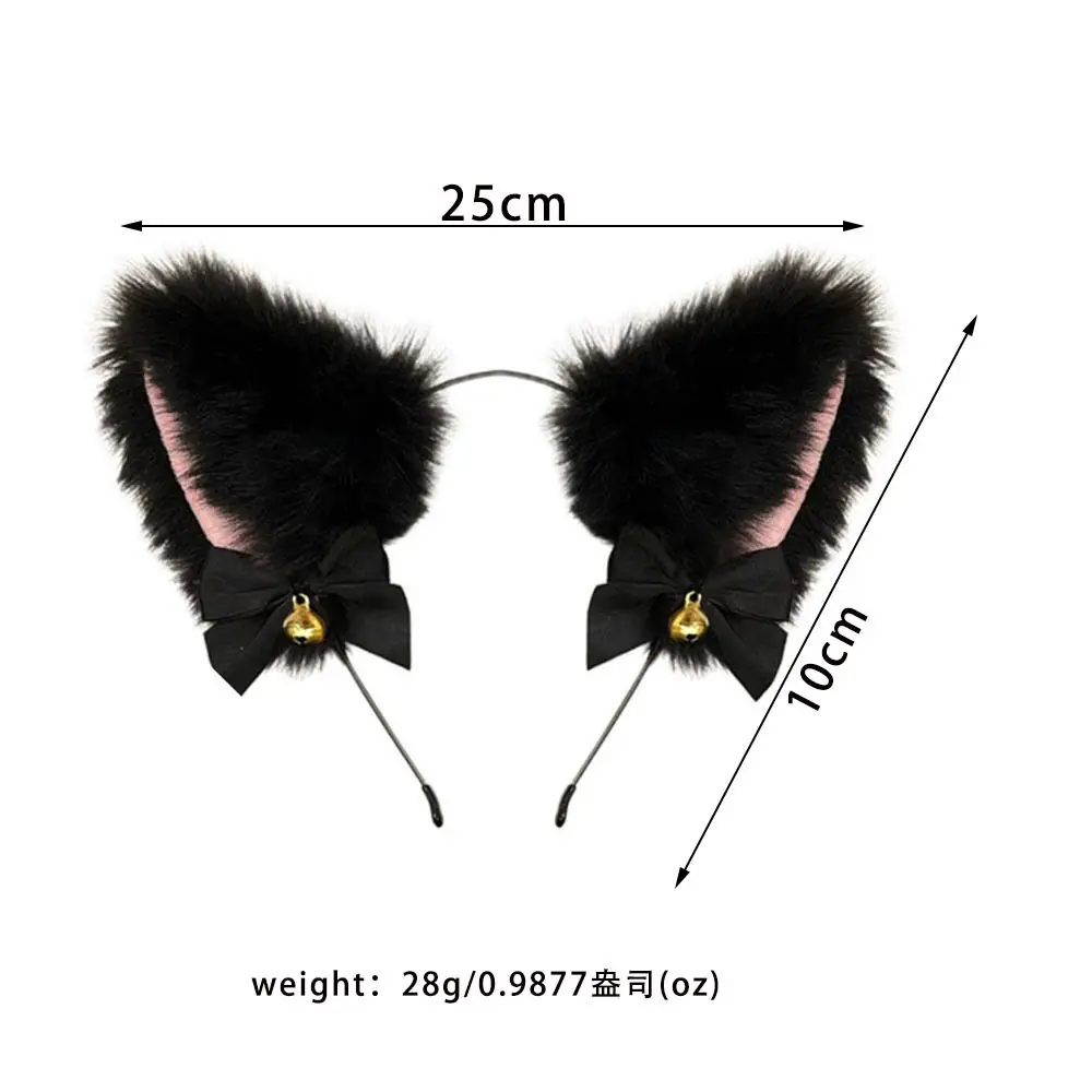 Japanese Plush Bell Bow Lolita Headwear with Fox Ear Design - Image 8
