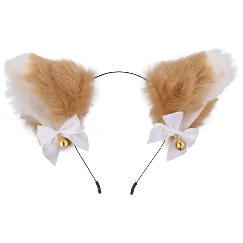 Japanese Plush Bell Bow Lolita Headwear with Fox Ear Design — feature 11