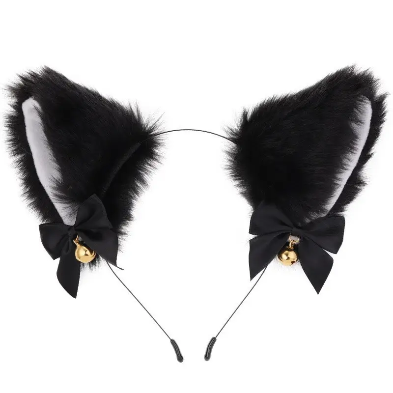 Japanese Plush Bell Bow Lolita Headwear with Fox Ear Design — feature 12
