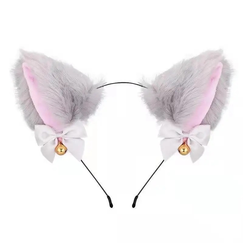 Japanese Plush Bell Bow Lolita Headwear with Fox Ear Design — feature 13