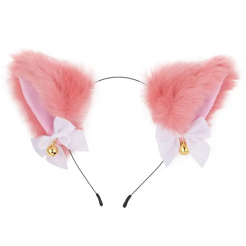 Japanese Plush Bell Bow Lolita Headwear with Fox Ear Design — feature 14