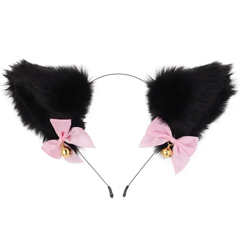Japanese Plush Bell Bow Lolita Headwear with Fox Ear Design — feature 15