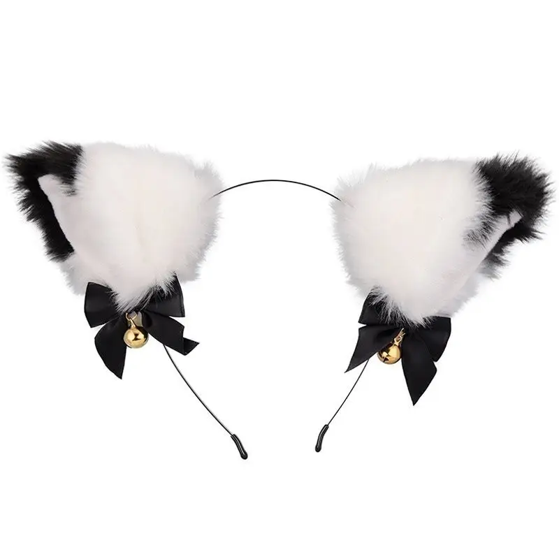 Japanese Plush Bell Bow Lolita Headwear with Fox Ear Design — feature 7