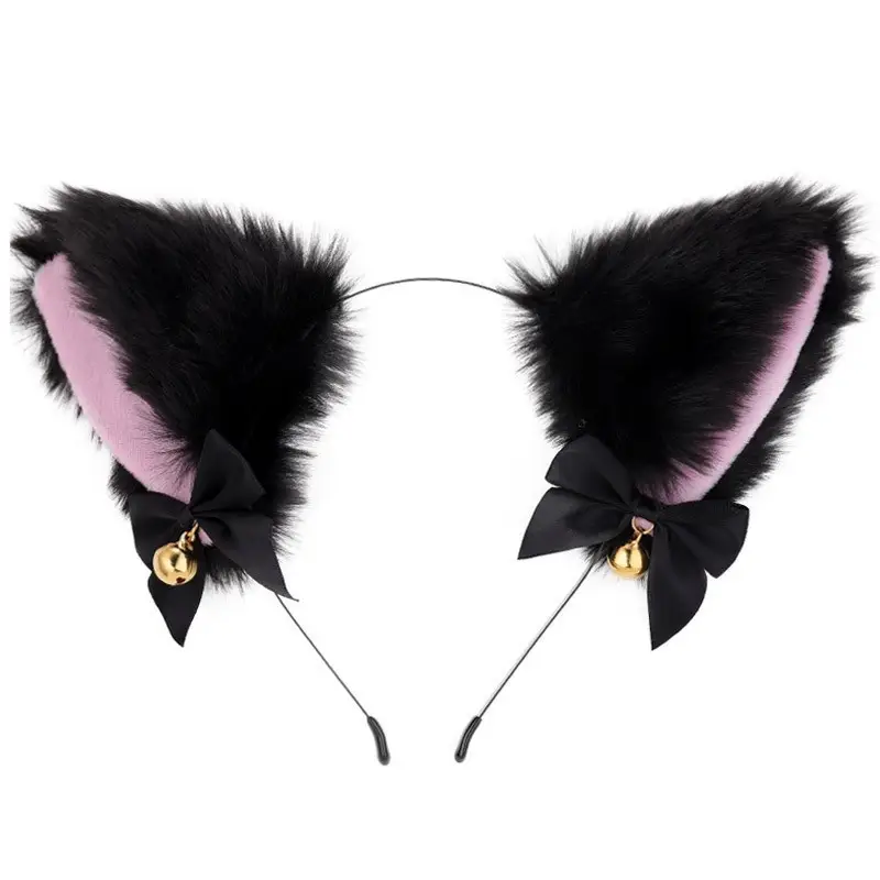 Japanese Plush Bell Bow Lolita Headwear with Fox Ear Design — feature 8