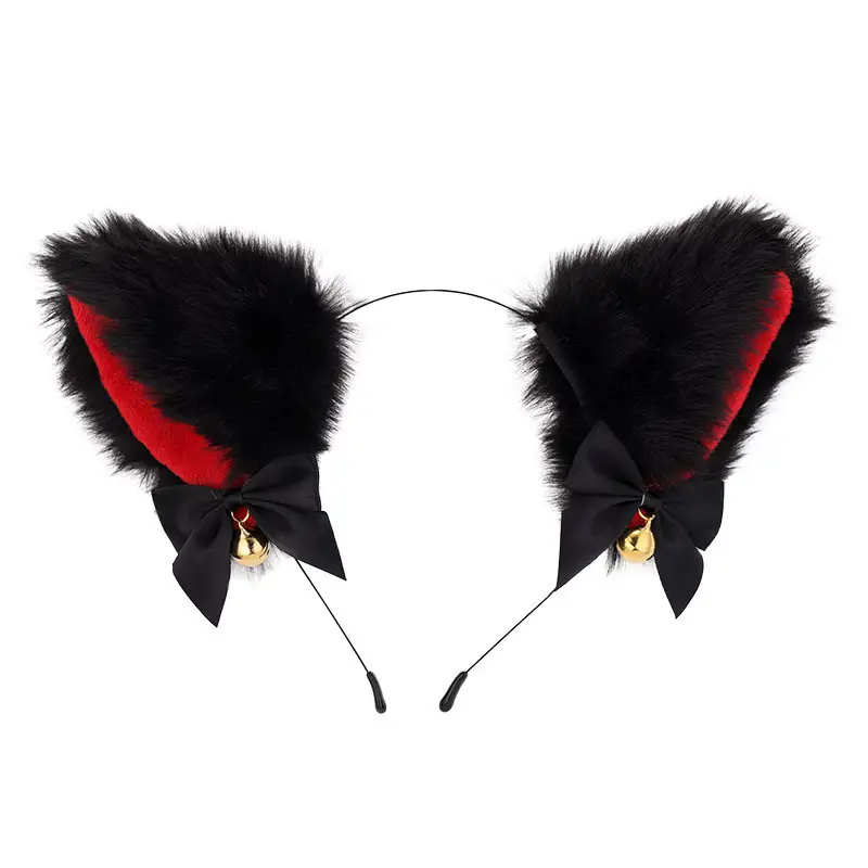 Japanese Plush Bell Bow Lolita Headwear with Fox Ear Design — feature 9
