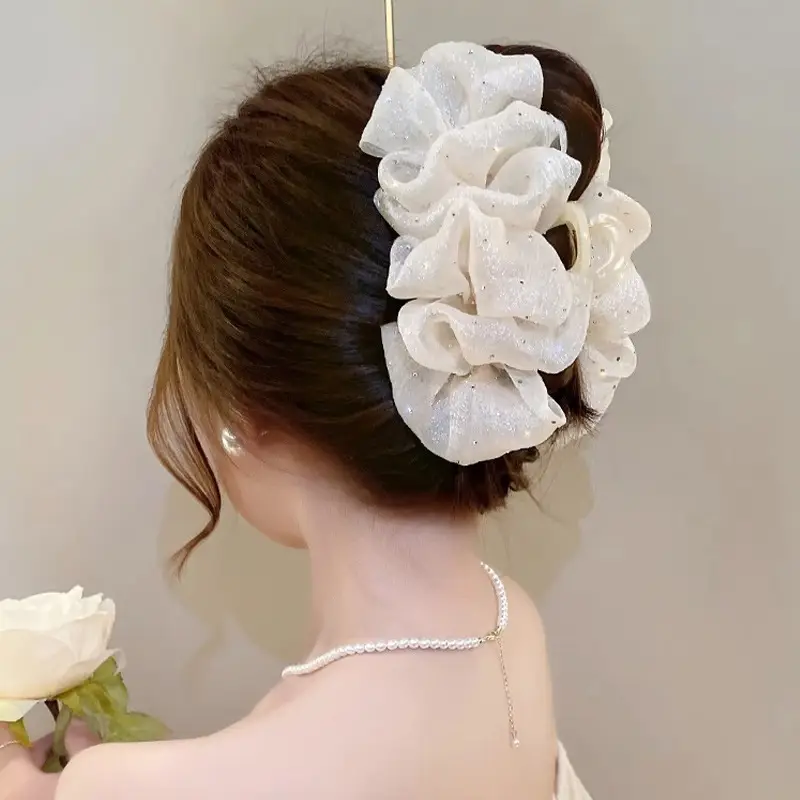 2025 Double-Sided Big Bow Clip with Sparkling Rhinestone Women's Mesh Hair Clip - Image 6